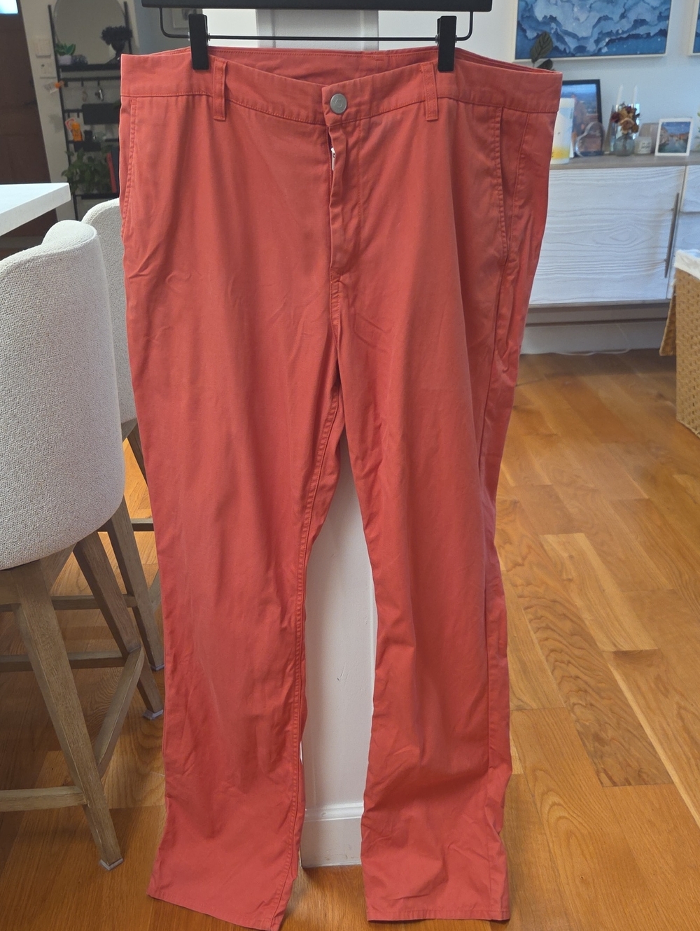 Bonobos Men's Coral/Salmon Color Straight Fit Flat-Front Chinos 38x34